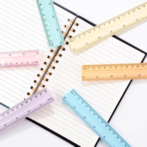 6 Pack Transparent Plastic Rulers 12 Inch, Grooved Quilting Rulers, Straight Measuring Tool with Inch and cm Scale, Assorted Colors for Classroom and Home, Schol Supplies(Multicolor)