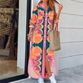 thumbnail image 2 of Lilgiuy Women's Casual Lapel Printing Button Single-Breasted Long-sleeve Shirt Split Long Dress Orange 2022 Fall Winter, 2 of 5