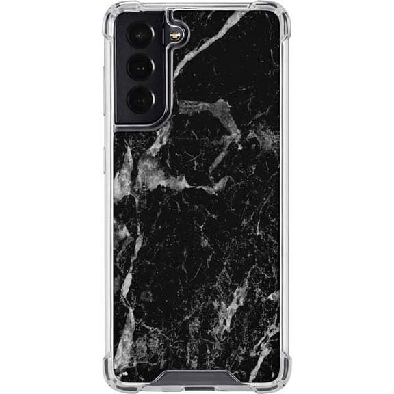 Skinit Marble Crushed Black Galaxy S22 Clear Case