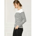 thumbnail image 4 of CamiseDe ManLarPaMujer bloque de colorrayas triple color simple Blanco Negro XXL, 4 of 6