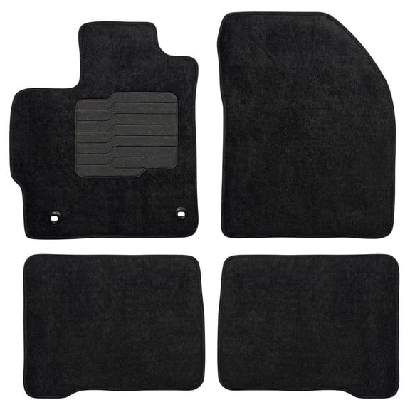 Carpet Floor Mats for 2012 to 2015 Toyota Prius with Heel Pad and Safety Locks, Front and Rear, Black - ecoMats