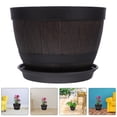 thumbnail image 3 of 1 Set Barrel Planter Small Planter Pot Garden Tree Planter Garden Flower Pot Small Plastic Planter for Patio, 3 of 8
