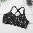 thumbnail image 3 of iiniim Girls' Kids 2-Piece Active Set Dance Sport Outfits Racer Back Top and Booty Short Gymnastics Dancing Clothes Black Sequins 8, 3 of 7