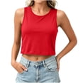 Blouses for Women Plus Size Sleeveless Crew Neck Solid Color Casual ...