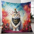 thumbnail image 4 of Hello 2025 Manx Celebrates Happy New Year Firework Balloon Quilt Blanket Cat Lover Kitten Owner Gifts Cozy Comforter Throw Blanket - 02024, 4 of 5