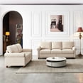 thumbnail image 3 of Set of 2 Upholstery Sofa Set with Padded Backrest, Modern Sofa 2+3 Seat Chair with Rolled and Nailhead Armrest, Soft Padded Polyester Sofa Chair for Living Room & Office, Beige, 3 of 7