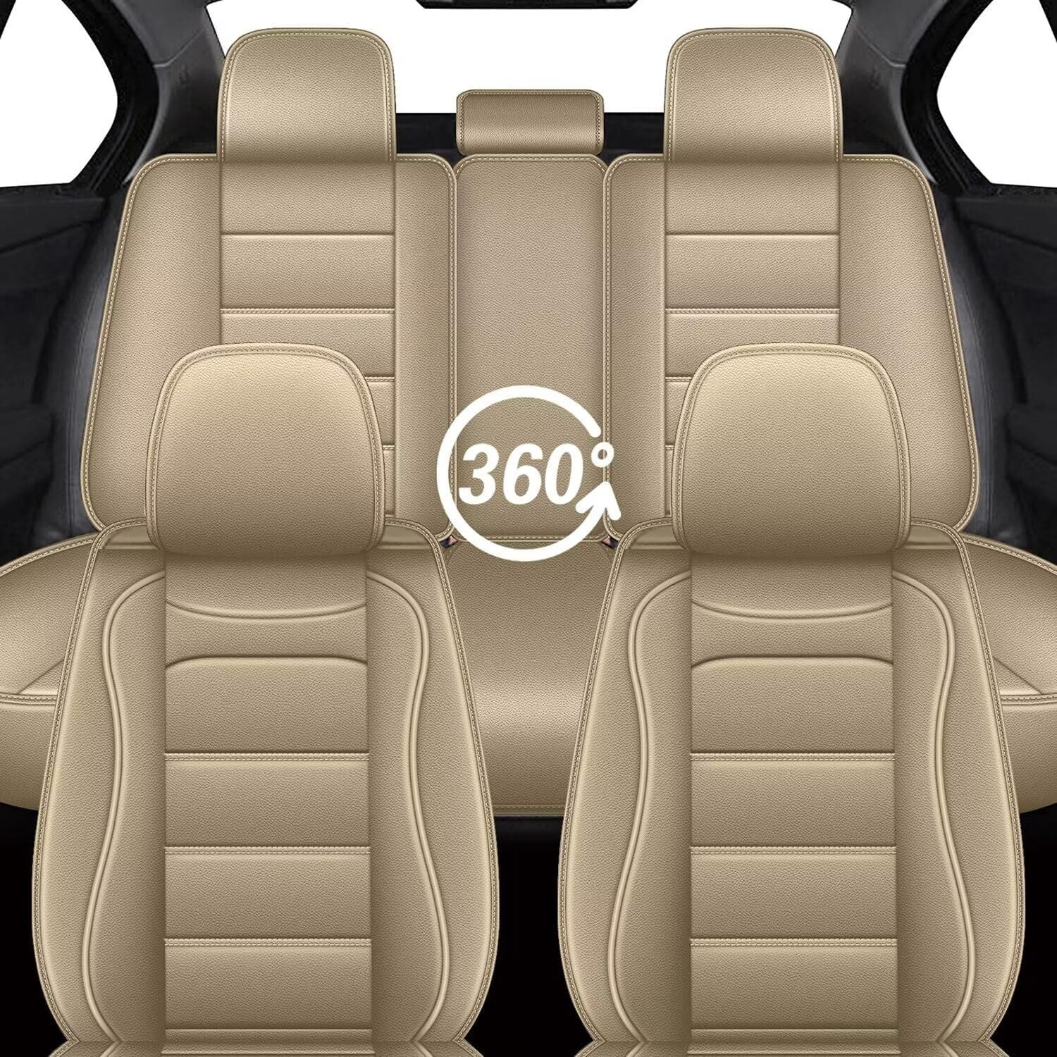 Beige Edge Custom Fit Front & Rear Carpet Floor Mats, Black, Com 並行輸入品