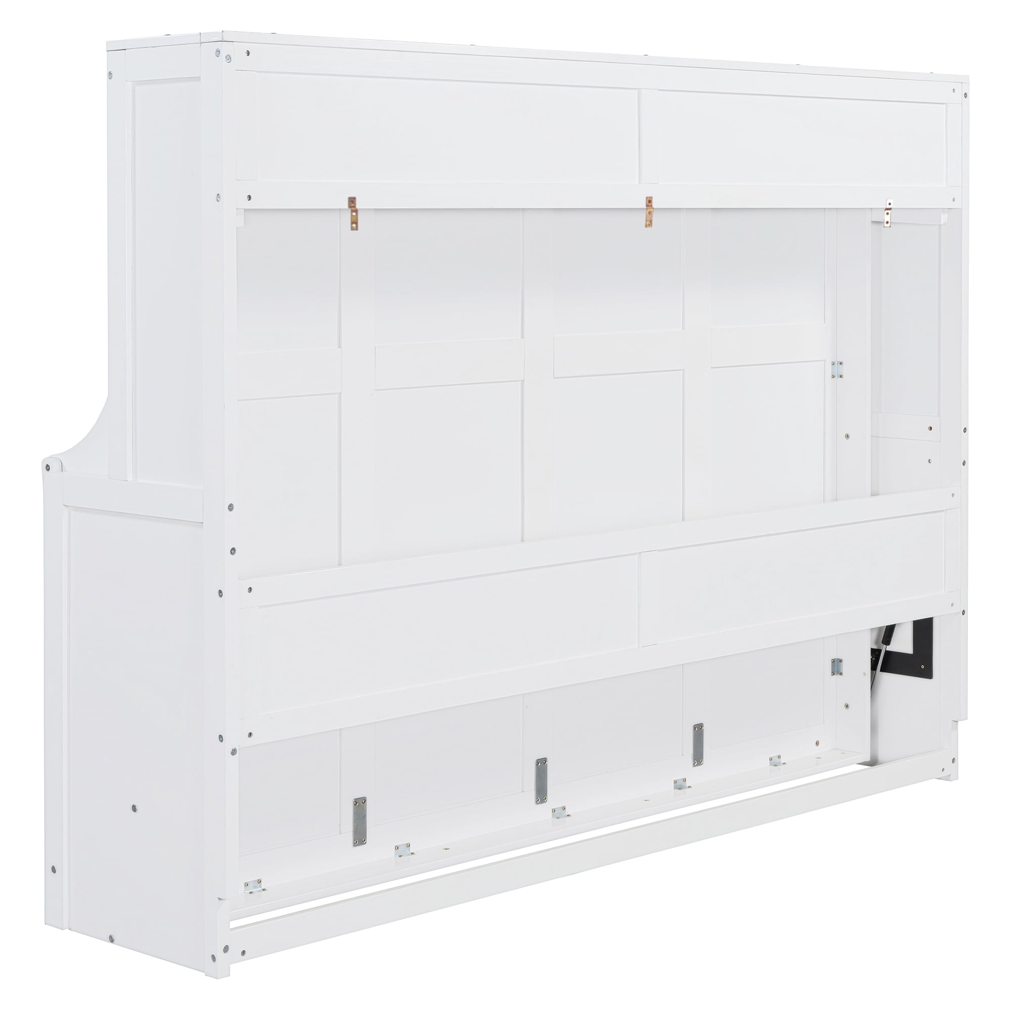 Mintazer Queen Wall Murphy Bed with Desk & Hydraulic Lift, Multifunctional Foldable Desk Bed for Small Spaces Apartments, White