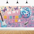 thumbnail image 4 of Music Theme Birthday Party Backdrop Photography Background in My Birthday Era Banner for Girl Birthday Party Baby Shower Cake Table Decorations Singer Happy Birthday Banner, 4 of 9