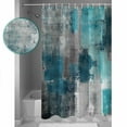 thumbnail image 3 of Extra Long Shower Curtain 72x96 Inch, Turquoise Grey Painting Shower Curtain Waterproof Bathroom Decor Abstract Street Smear Art Modern Fabric Bath Curtain Set Accessories with Hooks, 3 of 6