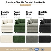 BedLuxury 111.5 Modular Sectional Sofa with Movable Ottomans, U Shaped Cloud Couch for Living Room, 3-Seat, Beige