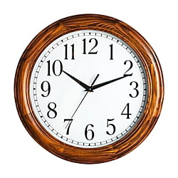 Realspace™ Solid Wood Case Round Quartz Wall Clock, 12", Honey Pine