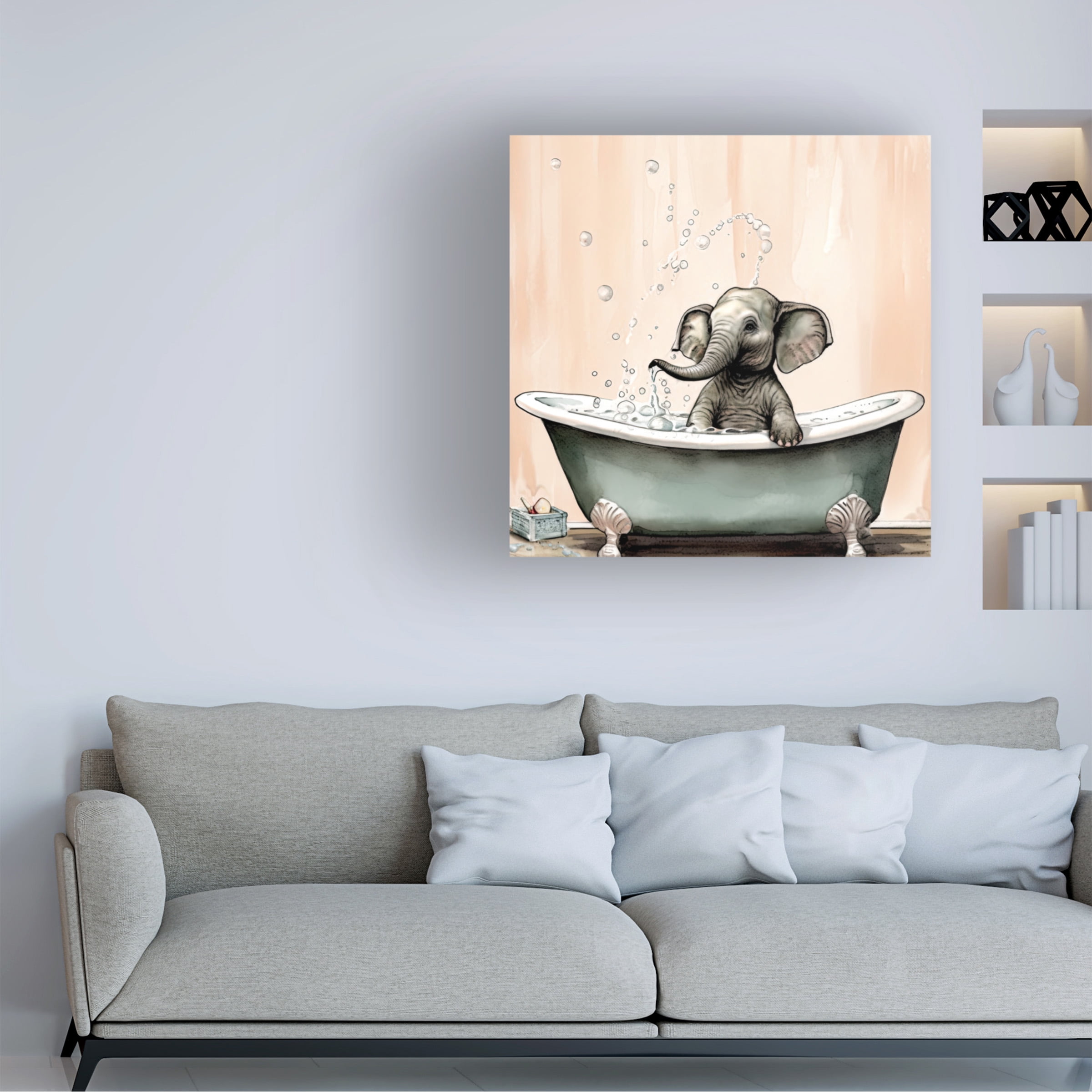 Canvas Wall Art - Sasha 'Bathtime 18' Wall Art for Living Room, Bedroom, or Office DÃ©cor by Trademark Fine Art - 35 x 35 Inches