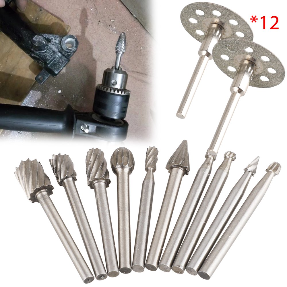 Carbide Burr Set, TSV Solid Tungsten Rotary Burr Set 1/8Inch Shank Fit