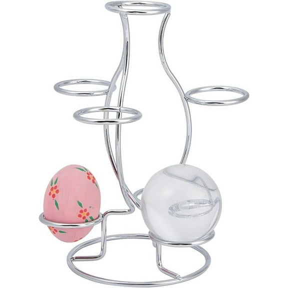 Crystal Ball Holders 7 Eggs Display Stand Platinum Iron Multi-Sphere Display Holder for Crystal Ball Sphere Globe Home Office Decor Ornament 5.9x5.31x7.99 Inch