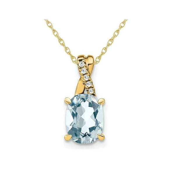 7/10 Carat (ctw) Aquamarine Drop Pendant Necklace in 10K Yellow Gold with Chain