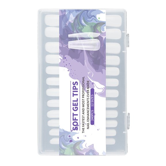 Long Almond Nail Tips Kit 240PCS Matte Clear Soft Gel Full Cover False Nail Extension Nail Art Manicure Accesories