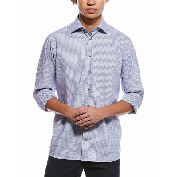 Eton mens Contemporary Fit Shirt, 43, Brown
