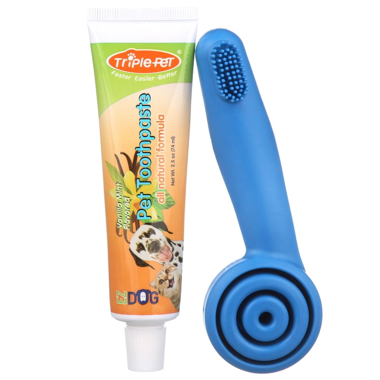 Triple Pet EZ Dog Dental Kit with Finger Brush and Dog Toothpaste