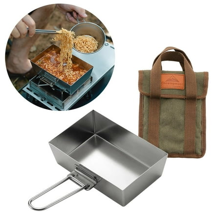 

Camping Frying Pan With Storage Bag For Backpacking Hiking Stainless Steel