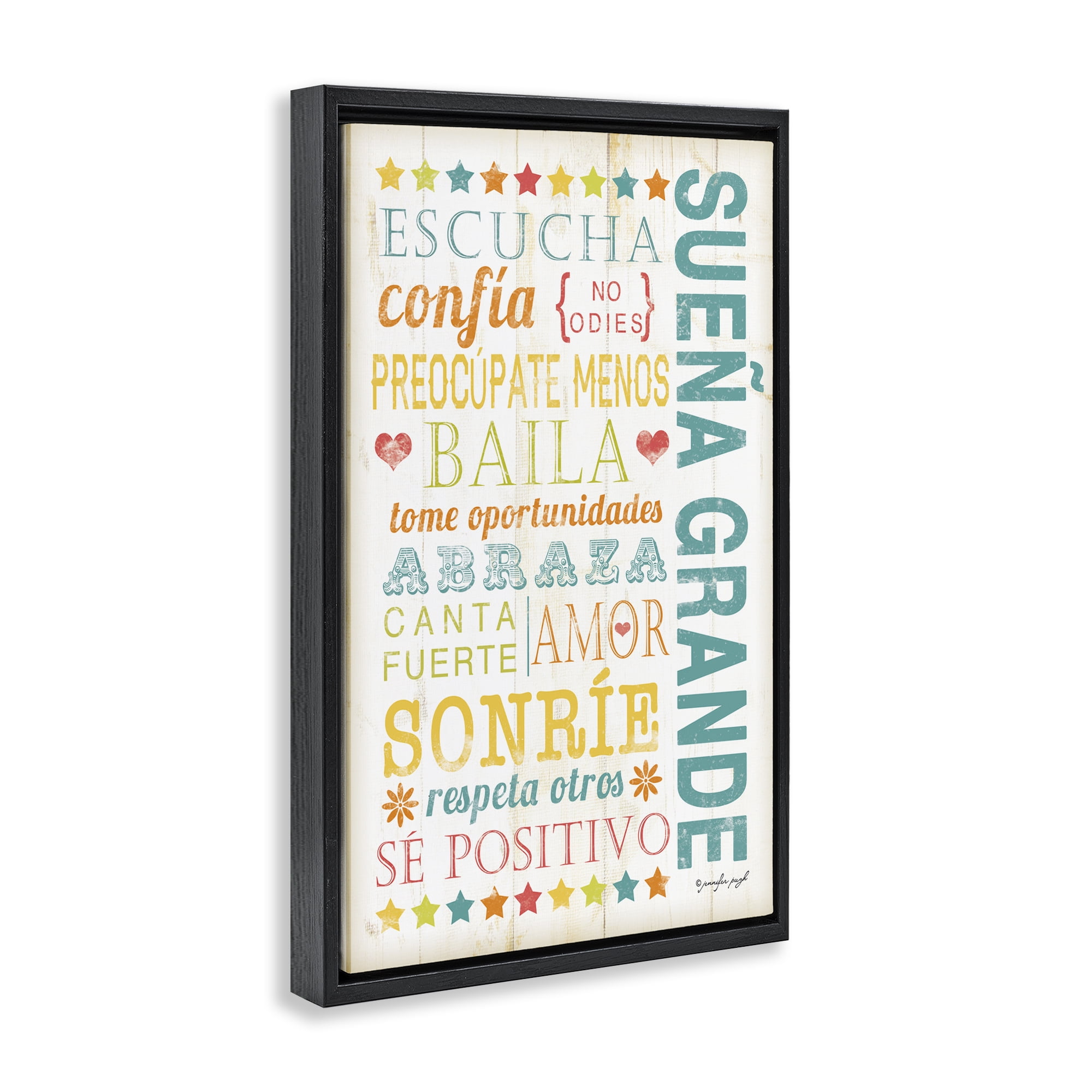 Stupell Industries Sueña Grande Frases Positivas Inspirational Quotes & Sayings Painting Black Floater Framed Art Print Wall Art, 17 x 25