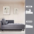 thumbnail image 4 of Youdao Modern Tufted Velvet Chaise Lounge,  Leisure Lounge Chair Sleeper Indoor, Elegant Victorian Vintage Style Tufted Upholstered Sofa Couch with Pillow for Bedroom Living Room, Gray, 4 of 8