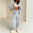 thumbnail image 5 of BRELIL Women's Two Piece Outfits Set Hoodie Long Sleeve Casual Loungewear Wide Leg Pants Matching Tracksuit Solid Loose Fall Winter Vacation Travel Lounge Set, Gray S, 5 of 6
