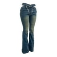thumbnail image 4 of qolati Women’s Skinny Bell Bottom Jeans High Waisted Stretch Tummy Control Flared Jeans Casual Wide Leg Long Denim Pants with Pockets, 4 of 5
