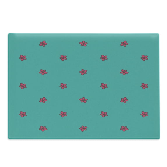 Teal Cutting Board, Hand Drawn Pink Wild Flowers Pattern on Teal Background Flora Theme Nature Inspired, Decorative Tempered Glass Cutting and Serving Board, Large Size, Teal Hot Pink, by Ambesonne