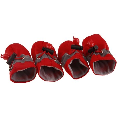 Anti-Skid Elastic Breathable Pet Dog Warm Plush Shoes Compatible with Home Red Without Velvet*