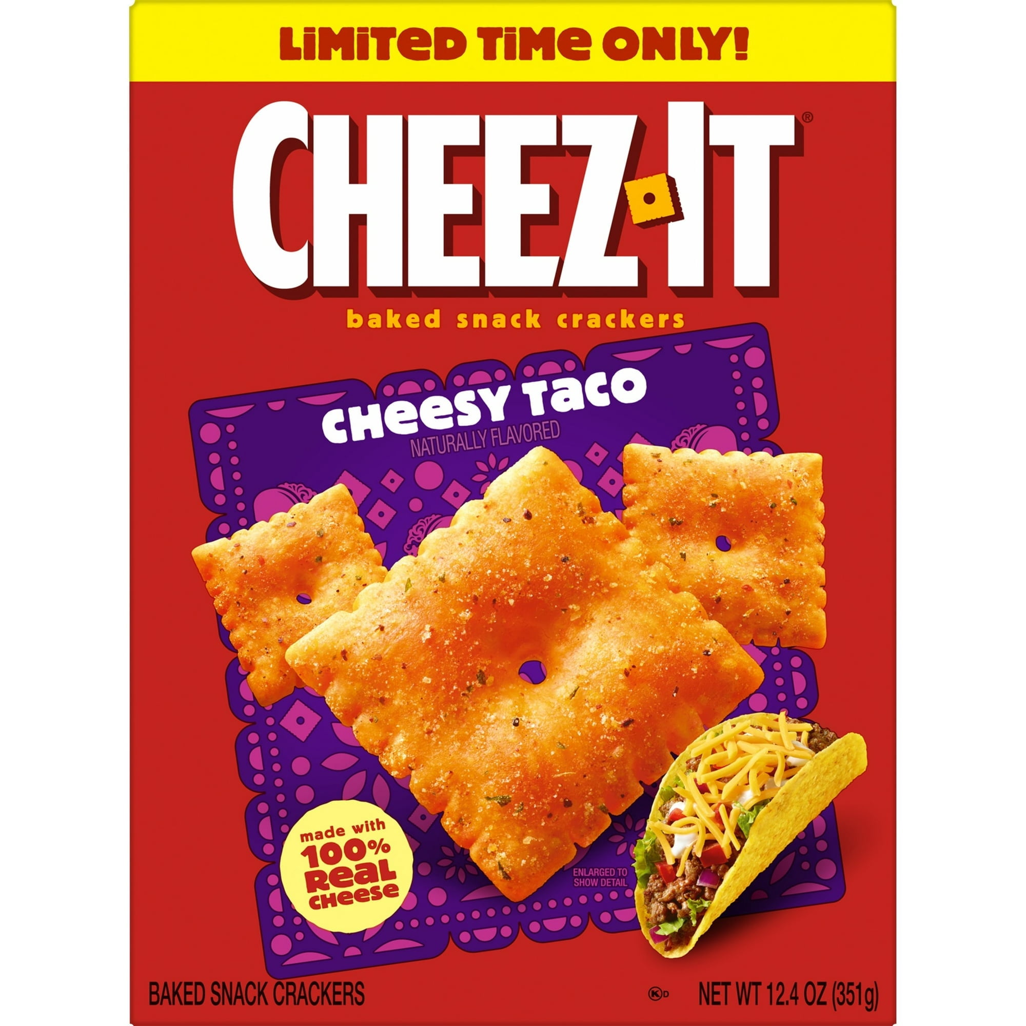 Cheez-It Cheesy Taco Baked Snack Crackers, Lunch Snacks, 12.4 oz