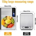thumbnail image 5 of Báscula de cocina 15 kg, báscula de cocina electrónica profesional con panel grande, báscula para alimentos, báscula de precisión, pantalla LCD y táctil sensible, función de tara TUNC Sencillez, 5 of 5