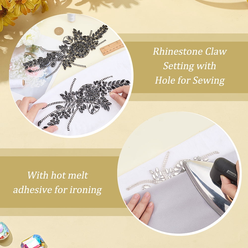 Flower Resin Rhinestone Decorative Corsages for Clothing Accessories Black 262x120x5mm