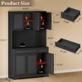 thumbnail image 2 of FANRAL 70” Tall Pantry Cabinet with Charging Station & LED Light,Wide Fluted Kitchen Hutch with Microwave Stand,Drawers & Adjustable Shelves for Dining Room Kitchen,Black Pantry Cabinet, 2 of 7