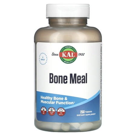 KAL Bone Meal Tablets | Great Source of Calcium & Other Key Minerals | Healthy Bones, Teeth, Nerves, Muscular Function Support | 250 Tablets