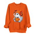 thumbnail image 2 of FDGIU Spooky Season Cute Ghost Graphic Women's Halloween Sweatshirt Oversized Crewneck Pullover Long Sleeve Casual Top Halloween Shirts for Women, 2 of 3
