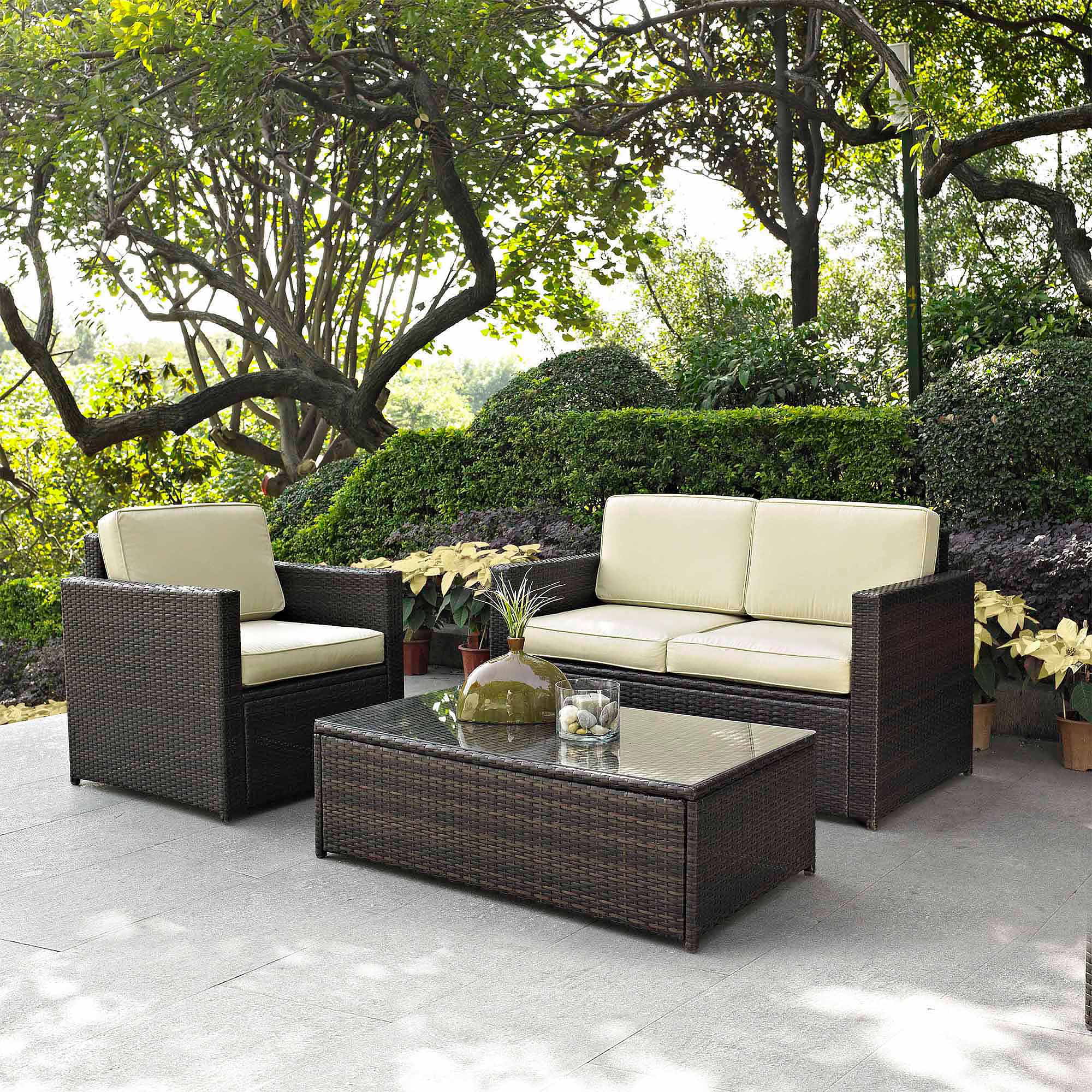 Crosley Furniture Palm Harbor 3 Piece Outdoor Wicker Seating Set