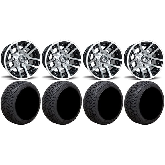 Fairway Alloys Illusion Mch Wheels 10" 205x50-10 Cruze Tires E-Z-GO & Club Car