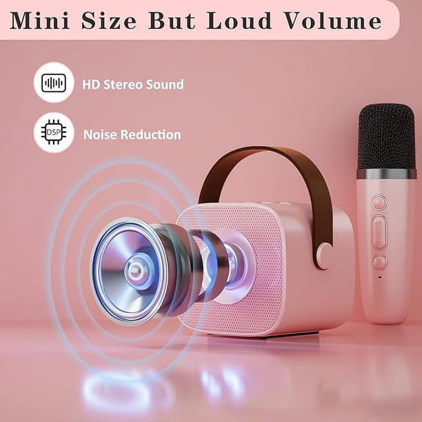 Mini Karaoke Bluetooth Portátil – Altavoz Y 2 Micrófonos Inalámbricos, Batería 8-10h, Efectos De Voz Y Luces, Para Niños Y Adultos