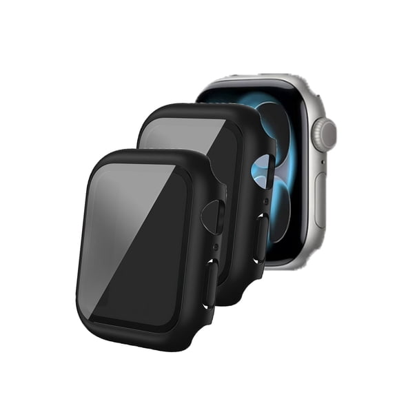 HYRACPO [2-pack] Electroplated Integrated Case for Apple Watch S11-46mm, Privacy Glass Anti-Peep Full Protector-Black