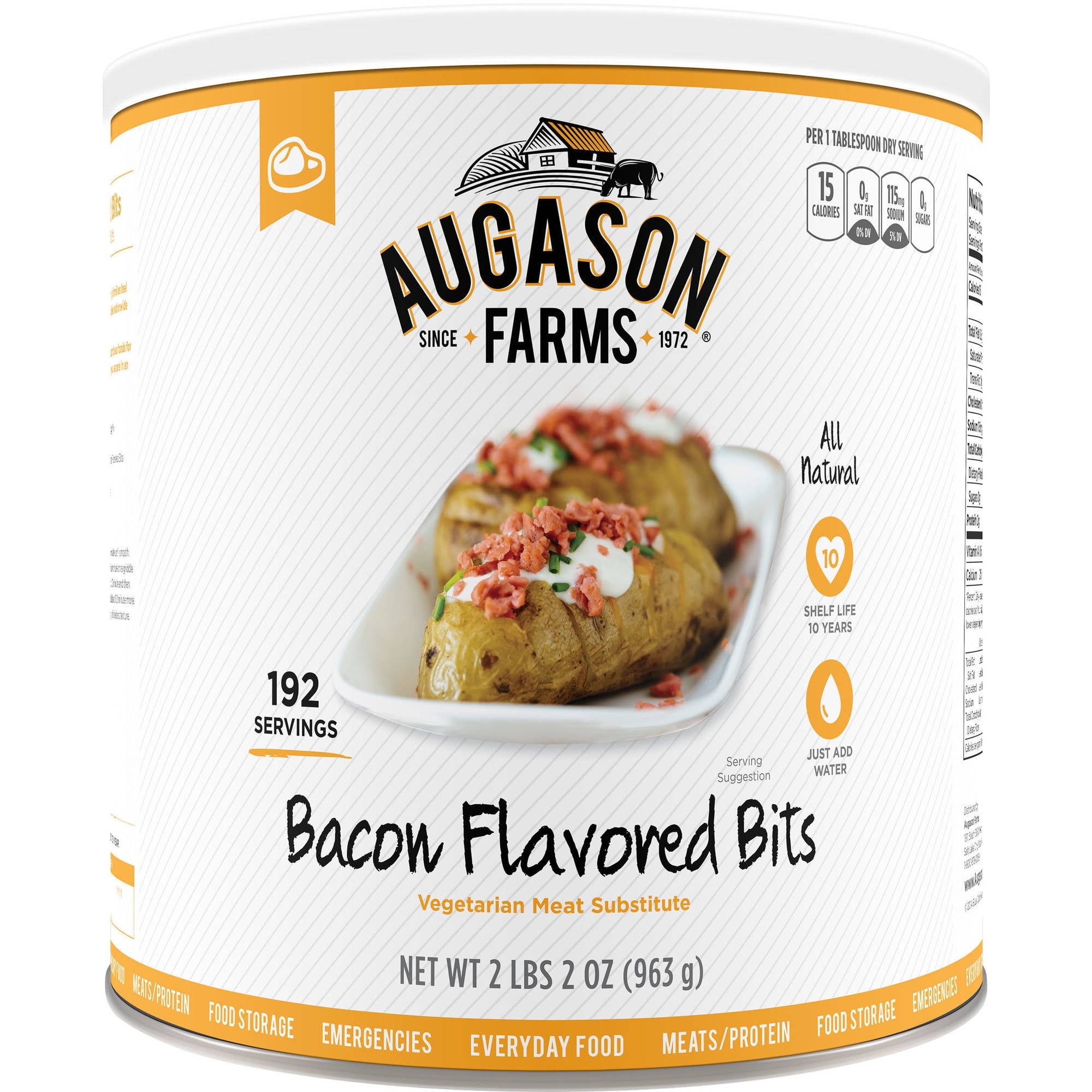 Augason Farms Emergency Food Bacon Bits Vegetarian Meat Substitute, 34 oz by Generic