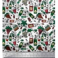 thumbnail image 1 of Soimoi Velvet Fabric Grapes Wine Bottle & Glass Bar Print Fabric by The Yard 58 Inch Wide, 1 of 1