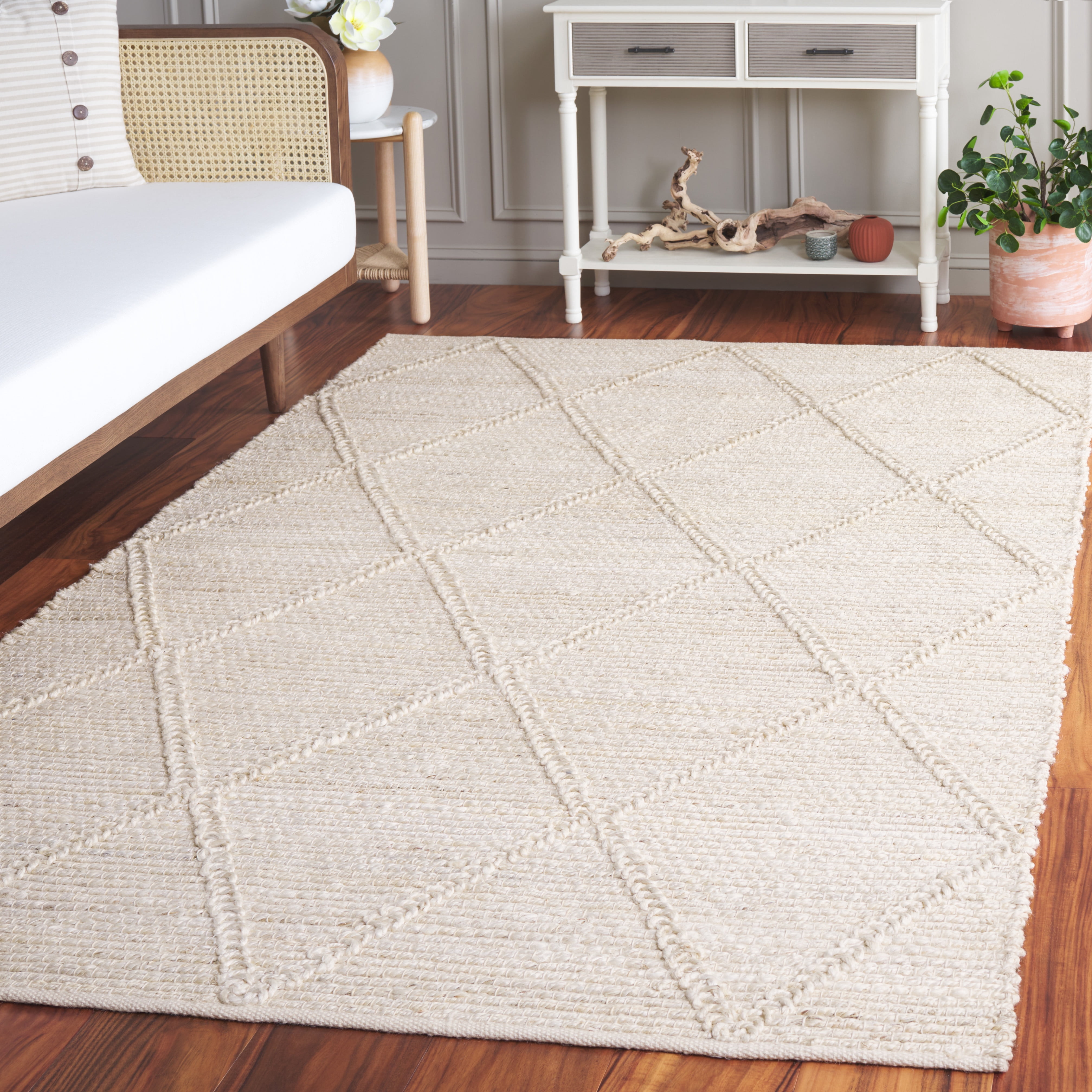SAFAVIEH Martha Stewart Natural Fiber Diamond Area Rug, Natural, 4' x 6'