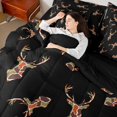 thumbnail image 3 of Castle Fairy Abstract Camo Deer Full Size Bedding Sets 7 Pieces,Jungle Animal Full Size Bed in a Bag,Rust Coffee,Black Reversible, 3 of 7