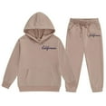 thumbnail image 6 of XEGLSBU Girls Fall Outfits Size 10 Shorts Girls Outfits 2 Pcs Letter Print Hoodie and Joggers Tracksuit Casual Pullover Sweatshirt Pants Playwear Khaki Size 11-12 Years, 6 of 6