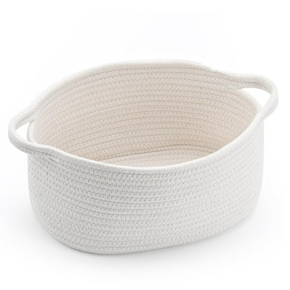 Cute Woven Storage Basket With Handle Gift Organizer 13"D×8"W×6"H