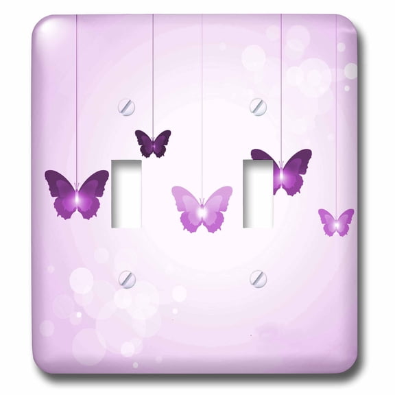 3dRose, Cute Dark and Light Purple Dangling Butterflies, double toggle switch
