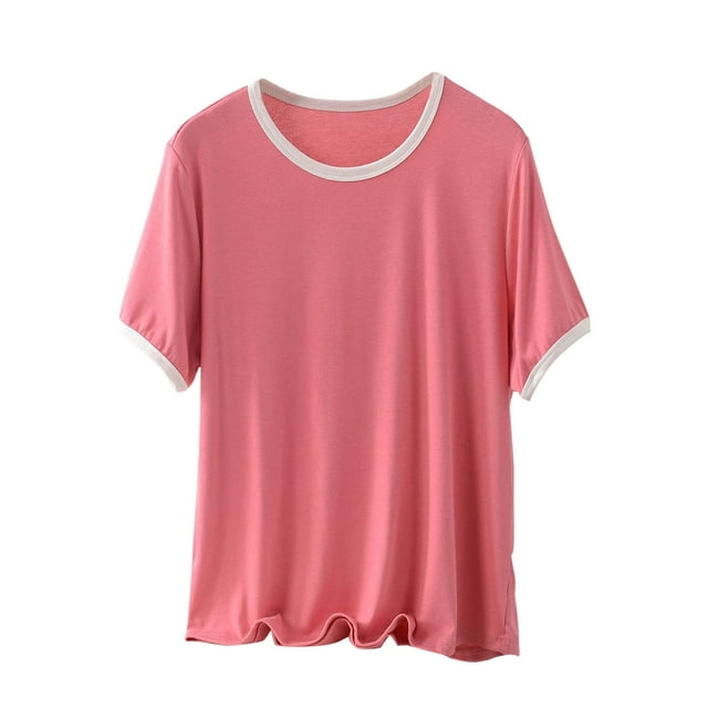 Zpanxa T-Shirt à Blocs de Couleur Grande Taille pour Femmes, Haut Décontracté à Manches Courtes Col Rond Confortable Coupe Ample