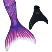 Fin Fun Mermaidens - Mermaid Swimming Tail with Monofin for Kids, Kids 8 Size, Asian Magenta, 2 Pcs