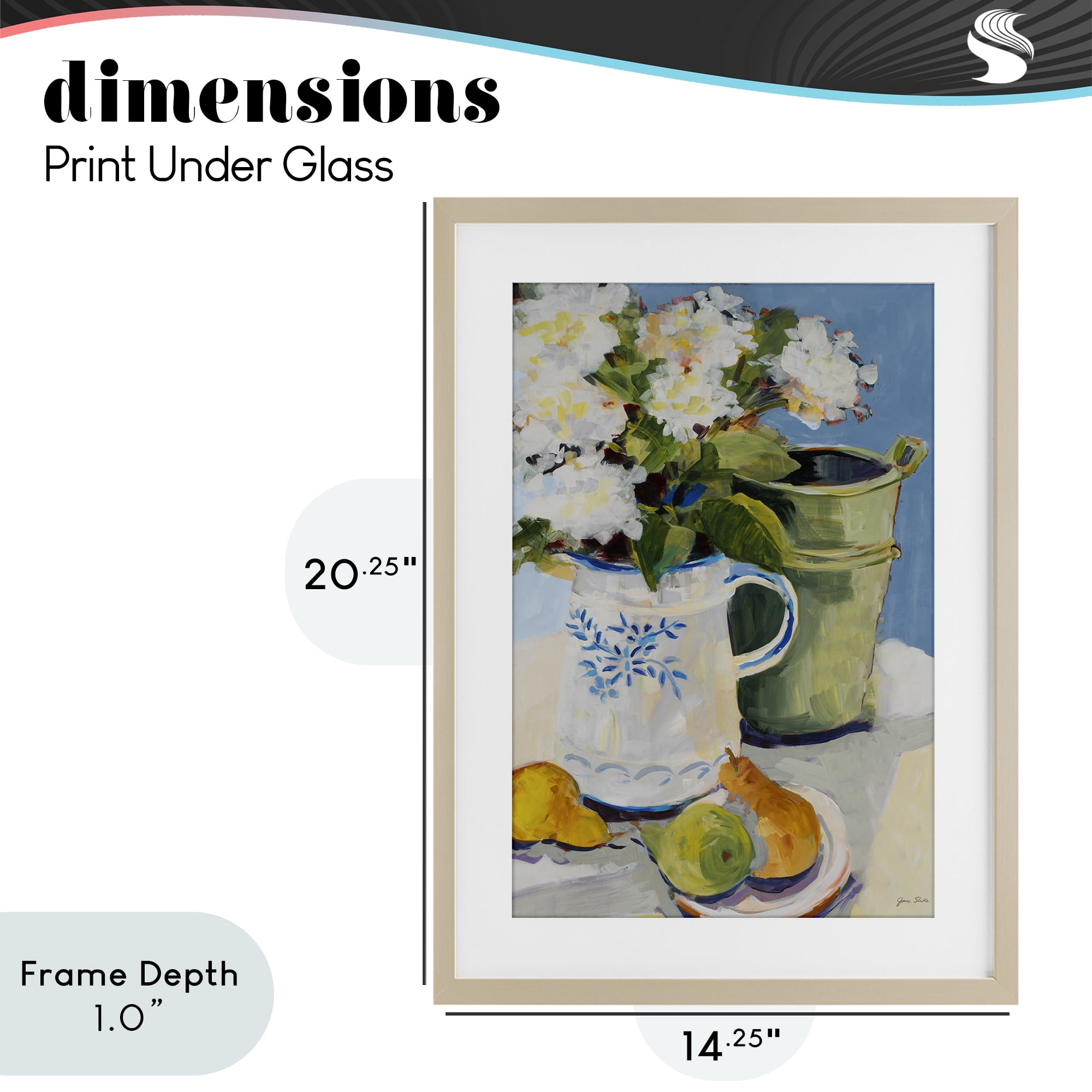 Stupell Industries Pitcher of Flowers Still Life Birch Framed Print Under Glass, design by Jane Slivka